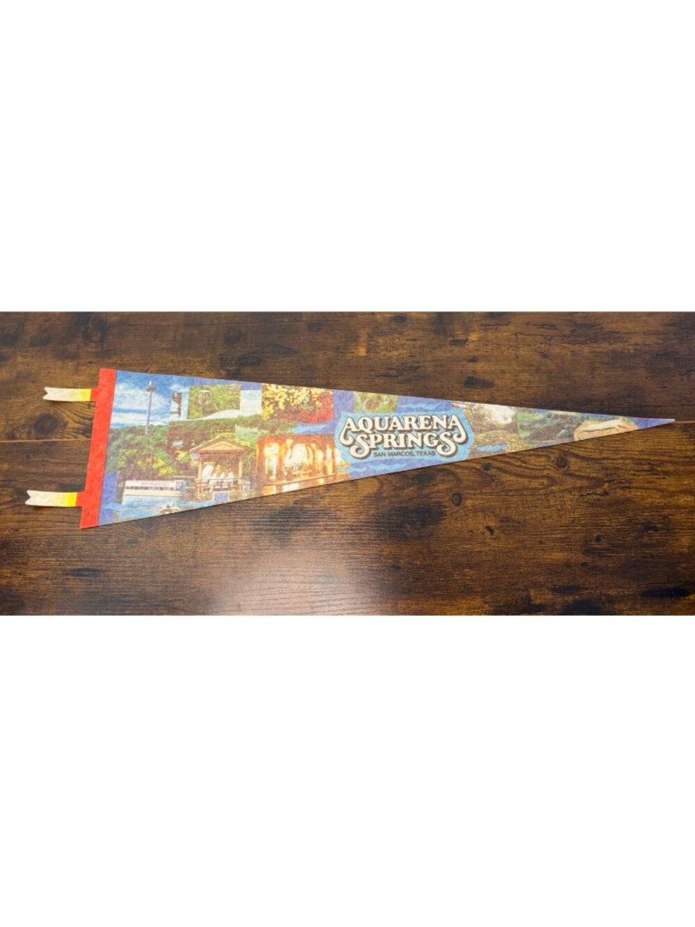 Vintage Aquarena Springs San Marcos Texas Souvenir Pennant 25 inches